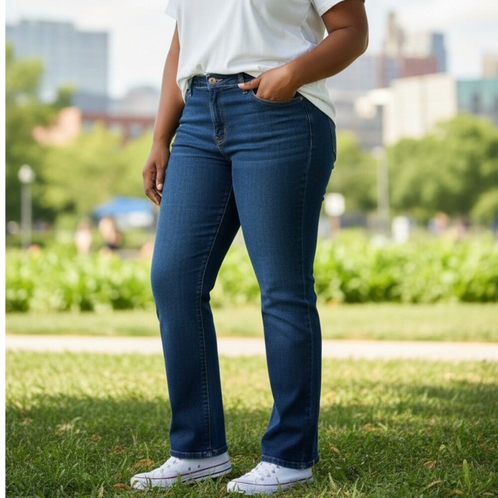 LA Blues Women's Plus Size Rodeo Denim Blue Jeans ~ Size (18) 3